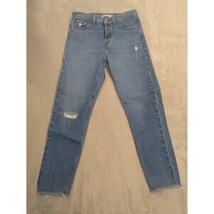 Levis Wedgie Straight Jeans Womens‎ 28 Medium Wash High Rise Distressed Denim